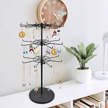 APL Display Heavy Duty Adjustable Three Tier Counter Top Spinner Display Stand, Black