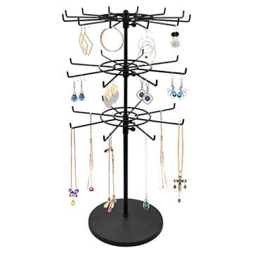 APL Display Heavy Duty Adjustable Three Tier Counter Top Spinner Display Stand, Black