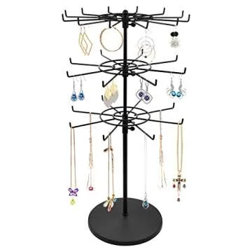 APL Display Heavy Duty Adjustable Three Tier Counter Top Spinner Display Stand, Black