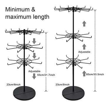 APL Display Heavy Duty Adjustable Three Tier Counter Top Spinner Display Stand, Black