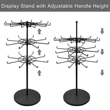 APL Display Heavy Duty Adjustable Three Tier Counter Top Spinner Display Stand, Black