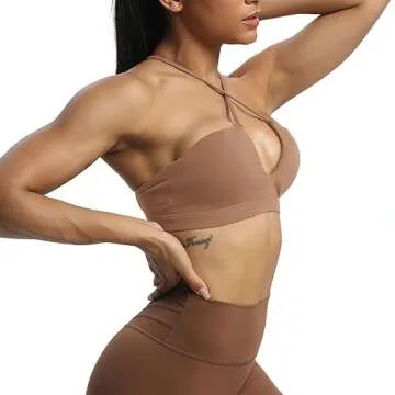 Aoxjox Women's Workout Sports Bras Jamie Deep V Fitness Backless Padded Training Gym Bra Yoga Crop T...