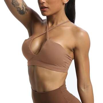 Aoxjox Women's Deep V Sports Bra for Workout Comfort