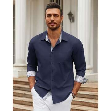 COOFANDY Men's Long Sleeve Button Down Dress Shirt for Business Casual Style