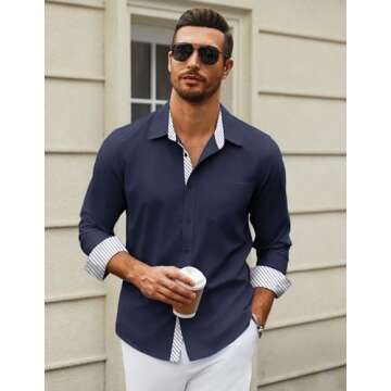 Stylish COOFANDY Men's Long Sleeve Dress Shirt for All Occasions