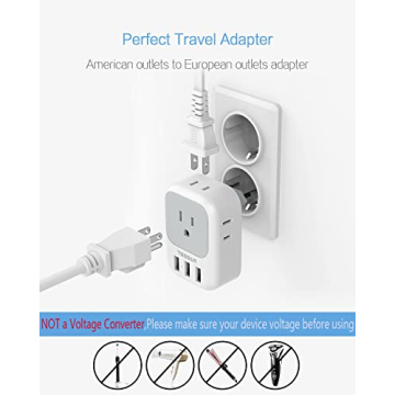 TESSAN European Travel Adapter 2 Pack for Seamless Charging