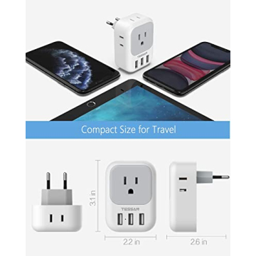 TESSAN European Travel Adapter 2 Pack for Seamless Charging