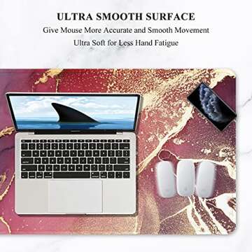 Auhoahsil Extended Mouse Pad, XXL Gaming Mouse Pads, Large Big Mousepad Laptop Computer Keyboard Mat Desk Pad with Non-Slip Base Stitched Edge for Gaming Office, 35.5 x 15.7 inch, Purple Red Marble