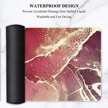 Auhoahsil Extended Mouse Pad, XXL Gaming Mouse Pads, Large Big Mousepad Laptop Computer Keyboard Mat Desk Pad with Non-Slip Base Stitched Edge for Gaming Office, 35.5 x 15.7 inch, Purple Red Marble