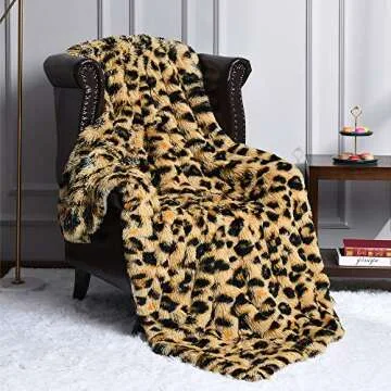 HOMORE Fluffy Leopard Blanket, Plush Cheetah Print Throw Blankets Soft Faux Fur Bed Throw for Decora...