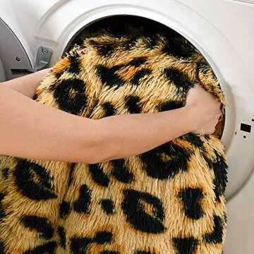 HOMORE Fluffy Leopard Blanket, Plush Cheetah Print Throw Blankets Soft Faux Fur Bed Throw for Decorative Couch Chair Sofa, Washable and Lightweight, 50" x 60" Khaki