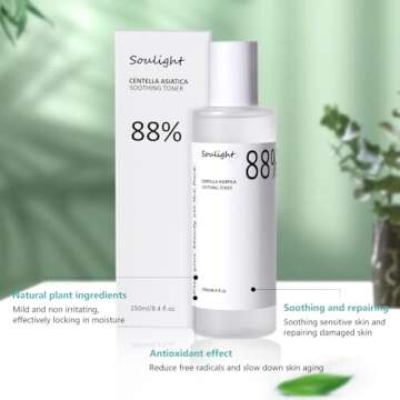 Soulight 88% Centella Asiatica Soothing Toner, Hydrating Facial Toner with Plant Extracts, Gently Ex...