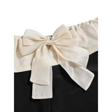 BEAUDRM Colorblock Off Shoulder Bow Front Tee - Stylish Comfort