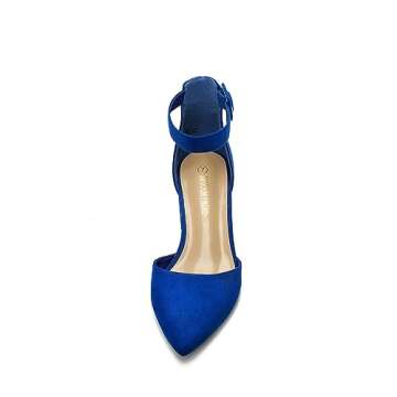 DREAM PAIRS Womens Low Heel Pump Shoes, Royal/Blue - 5.5 (Annee)
