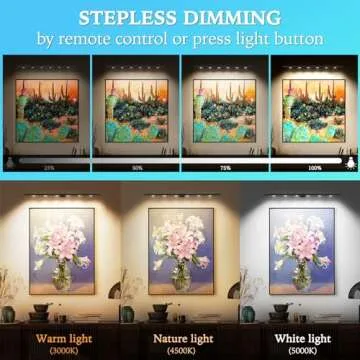 TINTINDOC 22''Wireless LED Picture Light Battery Rechargeable 6000mAh Full Metal,Painting Light for Wall with Remote Control,3 Lighting Dimmable Timer Off, Art Light for Display Wall Picture, 400LM