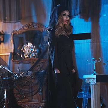 MROZUL Women's Gothic Victorian Witch Vampire Dress Cosplay Costume - Medieval Renaissance White Bla...