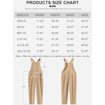 ANRABESS Womens Jean Overalls Loose Fit Adjustable Strap Denim Jumpsuits Rompers Bib Overall 2025 Spring Fashion Work Outfits Khaki Large