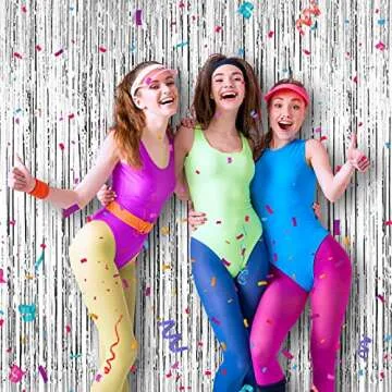 20 Pcs Foil Curtains Fringe Curtains 3.28 x 8.2 ft Metallic Tinsel Backdrop Curtains for Christmas Party 2025 New Year Photo Backdrop Wedding Baby Shower Bridal Photo Decor(Silver)