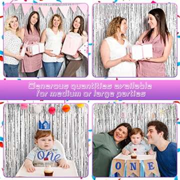 20 Pcs Foil Curtains Fringe Curtains 3.28 x 8.2 ft Metallic Tinsel Backdrop Curtains for Christmas Party 2025 New Year Photo Backdrop Wedding Baby Shower Bridal Photo Decor(Silver)