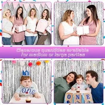 20 Pcs Foil Curtains Fringe Curtains 3.28 x 8.2 ft Metallic Tinsel Backdrop Curtains for Christmas Party 2025 New Year Photo Backdrop Wedding Baby Shower Bridal Photo Decor(Silver)