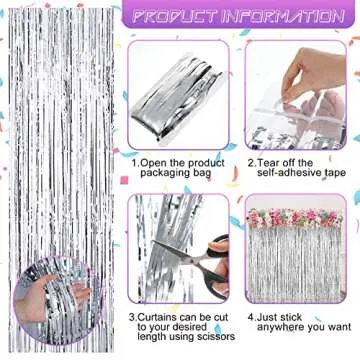 20 Pcs Foil Curtains Fringe Curtains 3.28 x 8.2 ft Metallic Tinsel Backdrop Curtains for Christmas Party 2025 New Year Photo Backdrop Wedding Baby Shower Bridal Photo Decor(Silver)