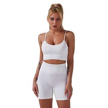 Women's Workout Outfit Set Active 2 Pieces Seamless Yoga Leggings with Paded Stretch Sports Bra Top,The Fabric is Softer and More Skin-Friendly