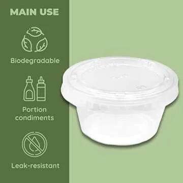 Jacent Compostable Condiment Cups, Eco-friendly 2 oz Cups