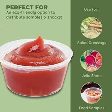 Jacent Compostable Condiment Cups, Eco-friendly 2 oz Cups