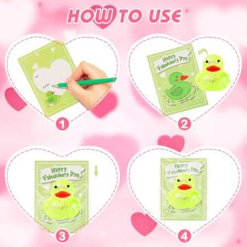28Pack Valentines Day Gifts Cards with Rubber Ducks Stress Balls, Valentines Day Cards for Kids Boys Girls School Classroom, Bulk Valentines Gift Exchange Squishy Toys for Party Favors Supplies