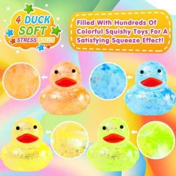 28Pack Valentines Day Gifts Cards with Rubber Ducks Stress Balls, Valentines Day Cards for Kids Boys Girls School Classroom, Bulk Valentines Gift Exchange Squishy Toys for Party Favors Supplies