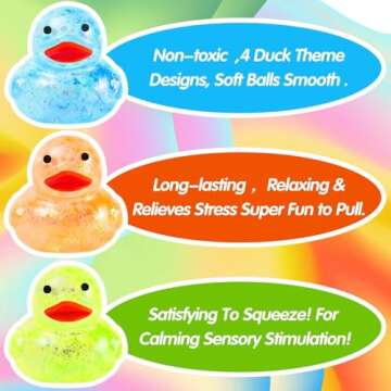 28Pack Valentines Day Gifts Cards with Rubber Ducks Stress Balls, Valentines Day Cards for Kids Boys Girls School Classroom, Bulk Valentines Gift Exchange Squishy Toys for Party Favors Supplies
