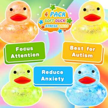 28Pack Valentines Day Gifts Cards with Rubber Ducks Stress Balls, Valentines Day Cards for Kids Boys Girls School Classroom, Bulk Valentines Gift Exchange Squishy Toys for Party Favors Supplies