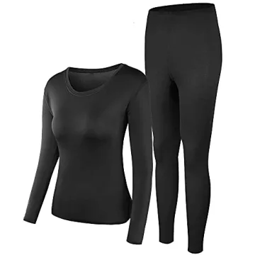 PISIQI Thermal Underwear Women Ultra-Soft Long Johns Set Base Layer Skiing Winter Warm Top & Bottom ...