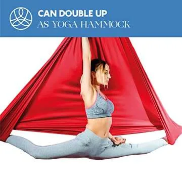 aum active Aerial Silks Starter Kit - Durable 9 Yards of Aerial Yoga Hammock with Hardware & Guide - Aerial Swing for Acrobatic Flying Yoga & All Levels (Aerial Rigging Point Up to 13ft)