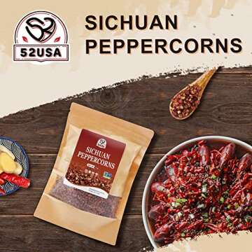 52USA Szechuan Peppercorns(4OZ), Sichuan Red Peppercorns, Tingly Numbness Whole Szechuan Peppercorns, Key Ingredients for Mapo Tofu and Sichuan Dishes