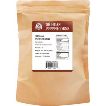 52USA Szechuan Peppercorns(4OZ), Sichuan Red Peppercorns, Tingly Numbness Whole Szechuan Peppercorns, Key Ingredients for Mapo Tofu and Sichuan Dishes