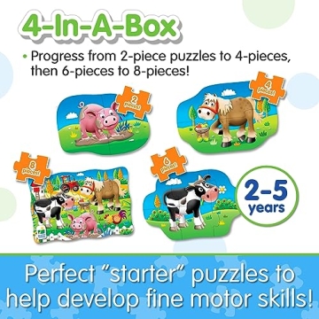 Vibrant Educational Puzzles for Toddlers - 4-in-Box Set