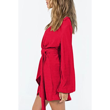 LILLUSORY Women's Deep V Neck Mini Dress for Fall Events