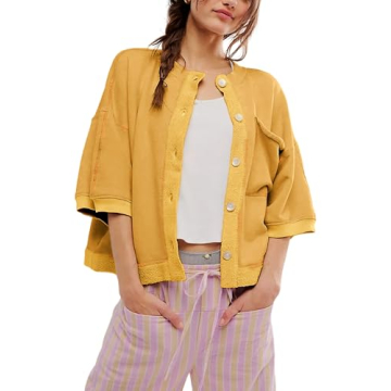 Bankeng Women’s Oversized 3/4 Sleeve Cardigan Sweatshirt