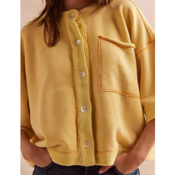 Bankeng Women’s Oversized 3/4 Sleeve Cardigan Sweatshirt