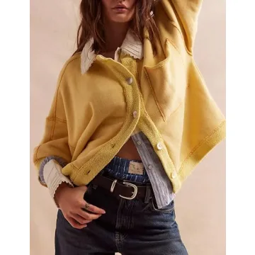 Bankeng Women’s Oversized 3/4 Sleeve Cardigan Sweatshirt