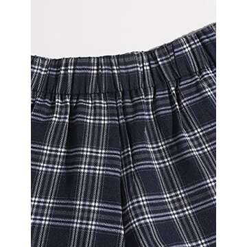 MakeMeChic Women's Plaid Elastic Waist Shorts Navy Blue S