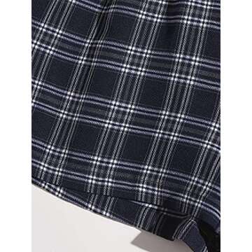 MakeMeChic Women's Plaid Elastic Waist Shorts Navy Blue S