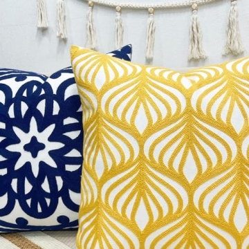 Slow Cow Embroidered 18 inch Decorative Pillow Cover