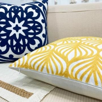 Slow Cow Embroidered 18 inch Decorative Pillow Cover