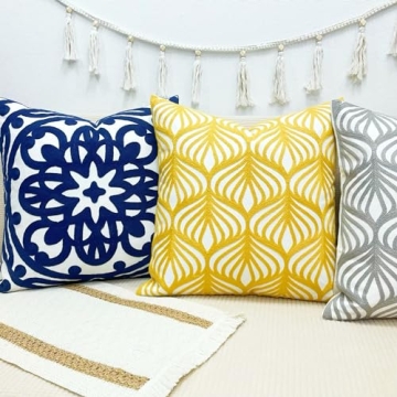 Slow Cow Embroidered 18 inch Decorative Pillow Cover