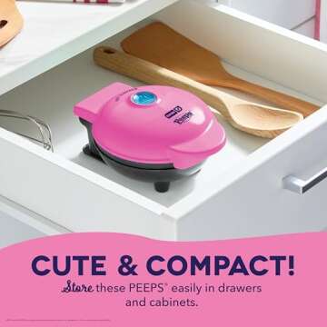 Festive PEEPS x Dash Bunny Mini Waffle Maker - Pink 4 inch