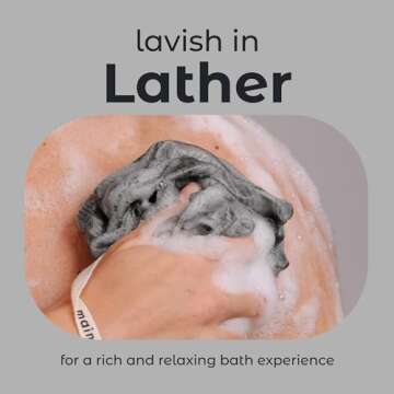 MainBasics Charcoal Infused Bath Shower Loofah Sponge Pouf Body Wash Scrubber (Set of 3)