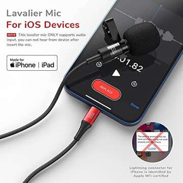 Pixel Lavalier Microphone for iPhone (Apple MFi-Certified) | Lav Mic for iPhone for Vlogging | Exter...