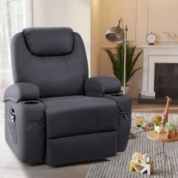 JUMMICO Power Lift Recliner Chair with Massage for Elderly - Navy Blue